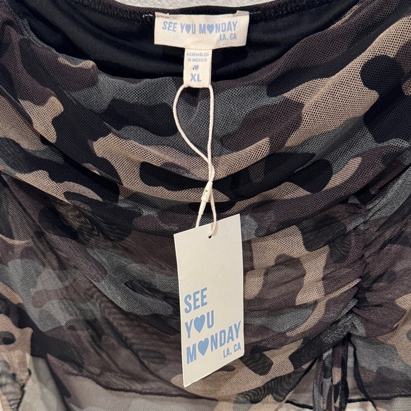 See You Monday Camouflage Strapless Crop Top - Picture 2 of 6